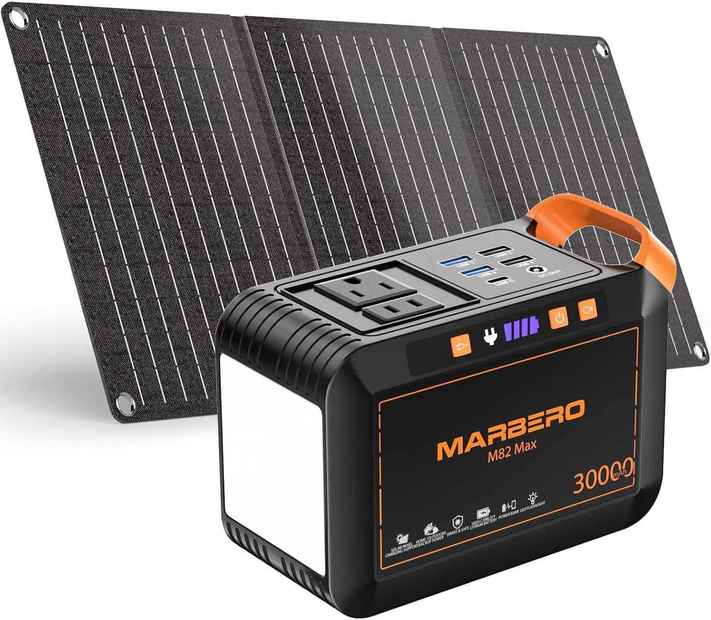 Portable Power Station 88Wh Camping Lithium Battery Solar Generator Fast Charging with AC Outlet 120W Peak Power Bank