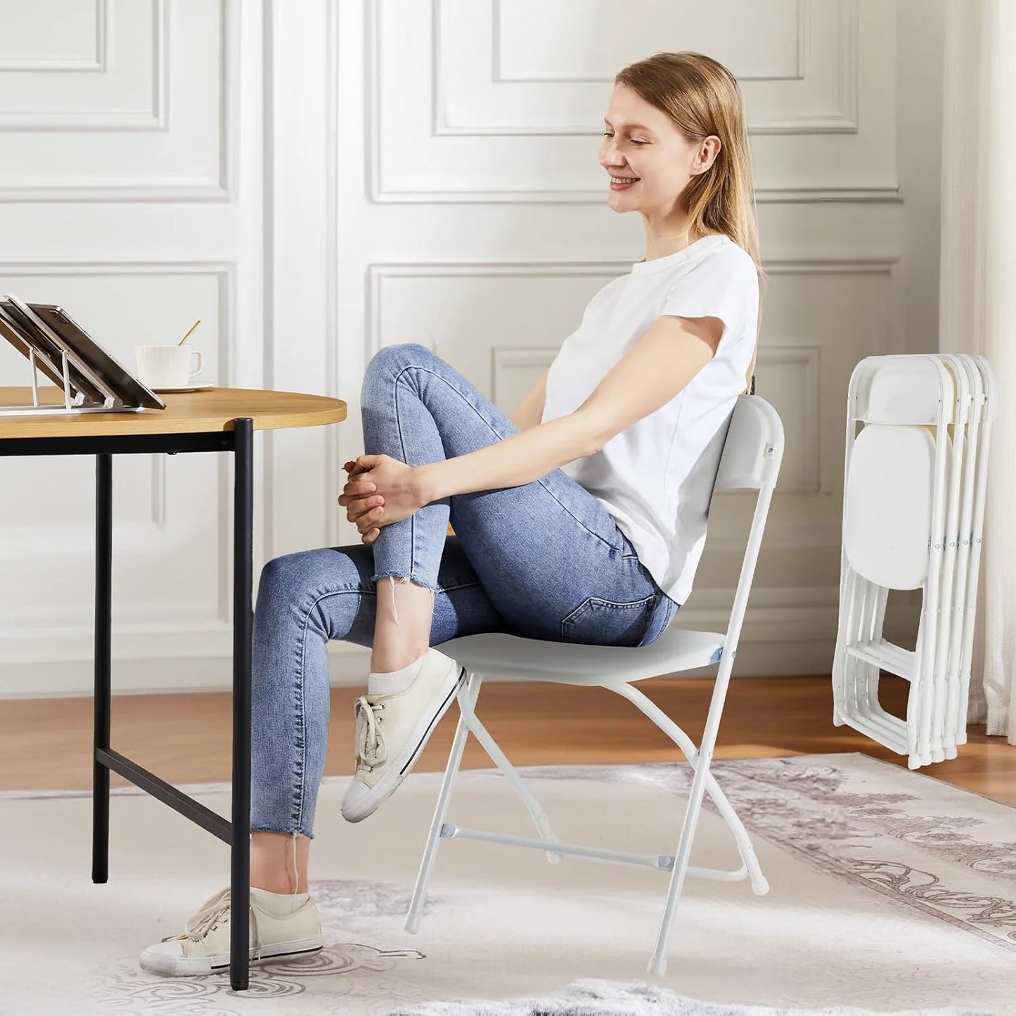 Sweetcrispy Folding Chair 12 Pack, Leather Padded Folding Chairs, Sturdy Metal Foldable Chairs