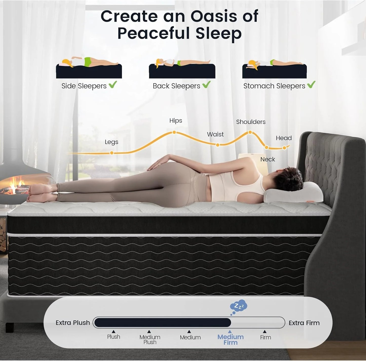 Full Size Mattress, 10 Inch Full Size Mattress in a Box, Medium Plush Hybrid Mattress