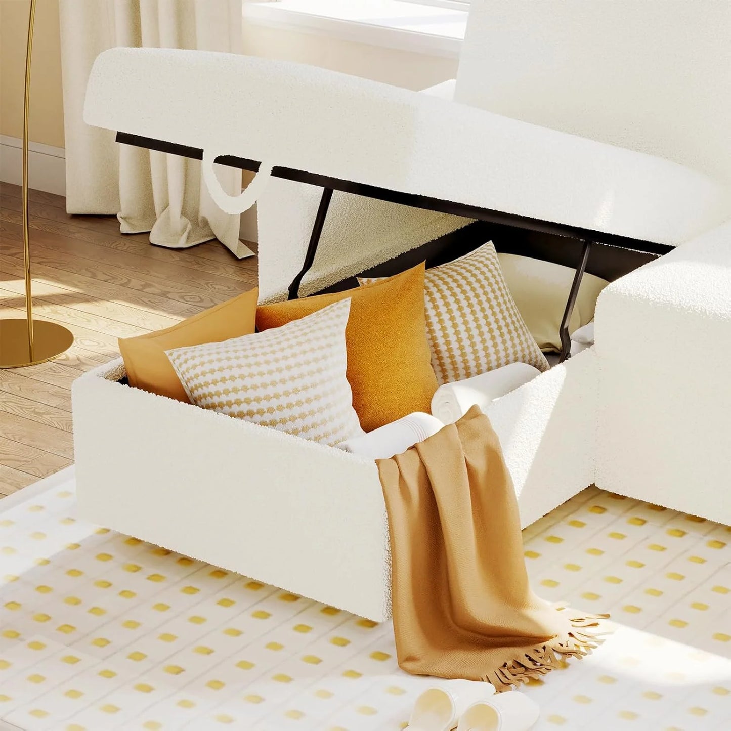 VanAcc Sofa Bed, Sleeper Sofa with Storage Chaise- 2 in 1 Pull Out Couch Living Room, Comfy Sleeper Couch