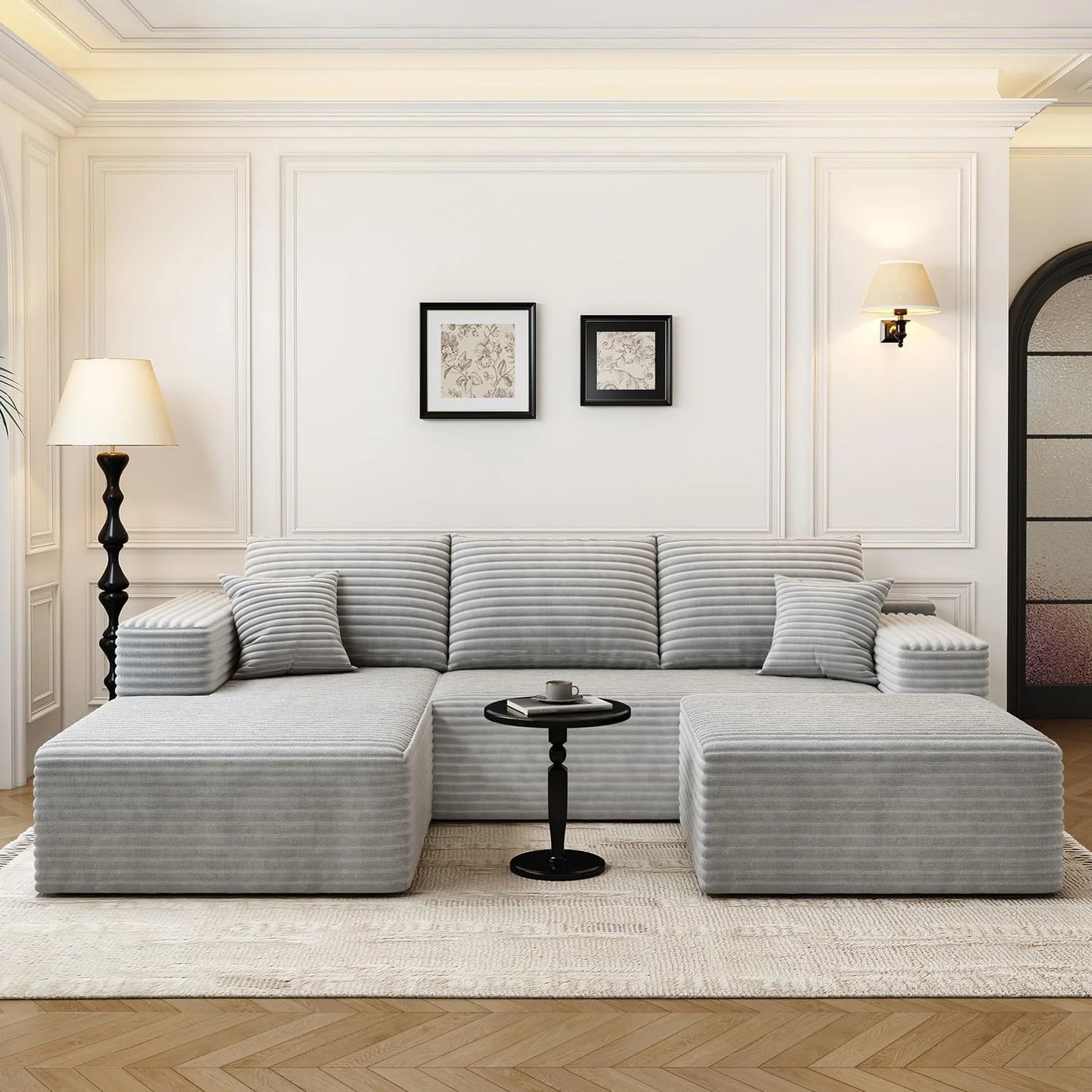 107.5" Cloud Modular Sectional Sofa Couch with L-Shape Chaise,Modern Minimalist Upholstered Couches