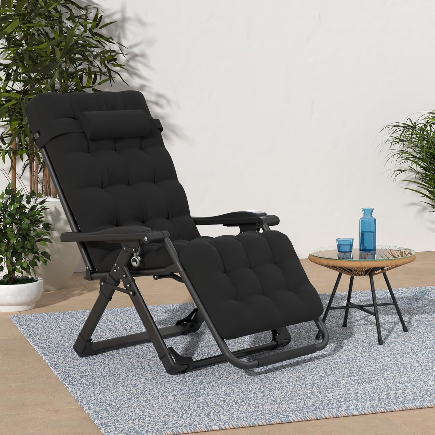 Indoor and outdoor patio chair folding lounge chair zero gravity chair with removable cushion camping lounge chair