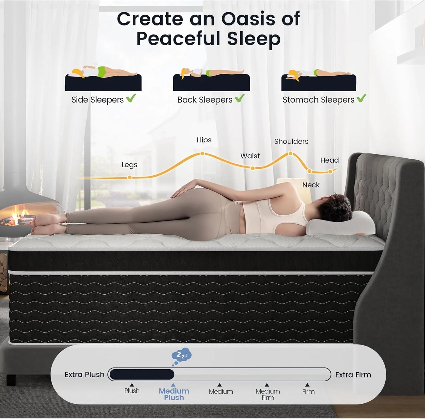 Full Size Mattress, 10 Inch Full Size Mattress in a Box, Medium Plush Hybrid Mattress