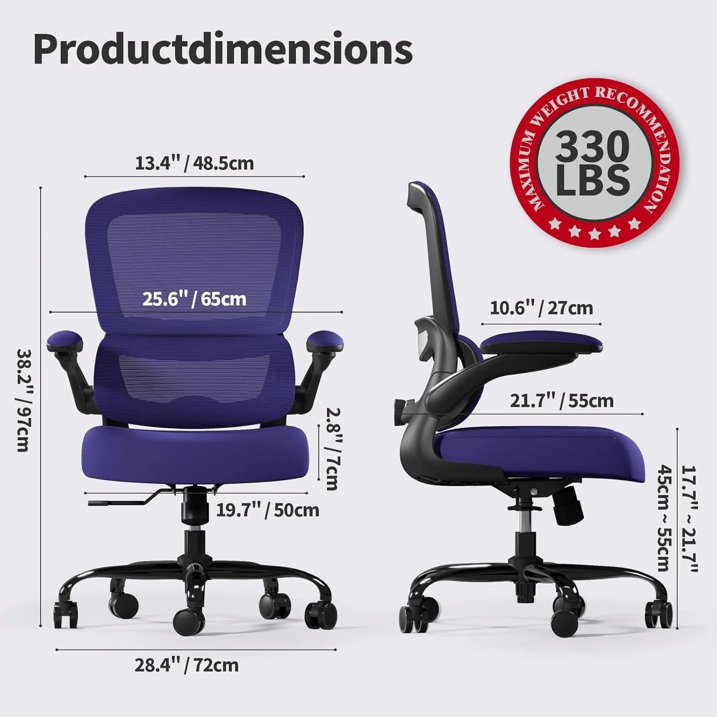 TRALT Office Chair Ergonomic Desk Chair 330 lbs Home Mesh Gaming Chair with Wheels