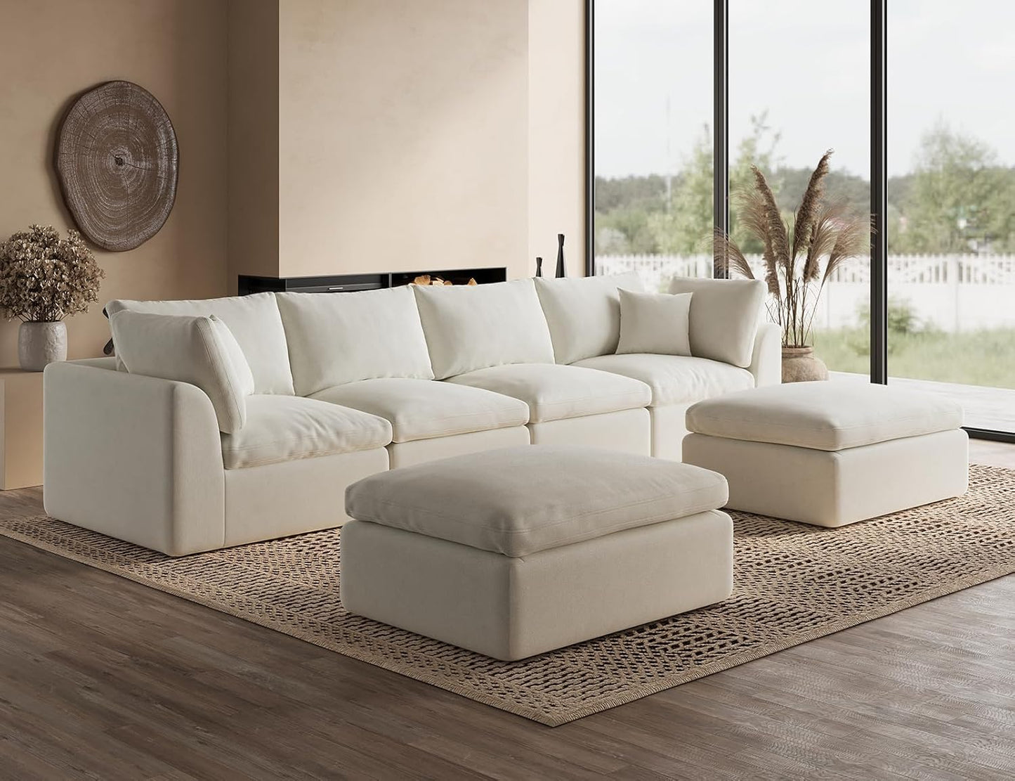 110 inch cloud sectional sofa for living room, convertible L-shaped sofa 3 seater sectional sofa