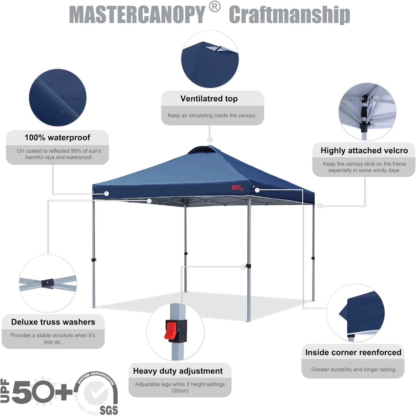 Durable Pop-up Canopy Tent with Roller Bag (10x10, Black)