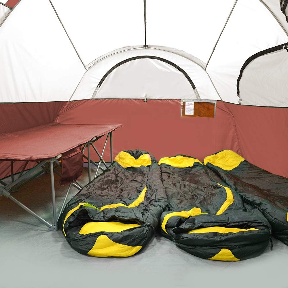 CAMPROS CP Tent 12-Person-Camping-Tents,3 Room Family Tents,Waterproof Windproof Family Tent with Top Rainfly,6 Large Mesh Windows,Double Layer,Easy Set Up, Portable with Carry Bag-20' x 9' x 72"(H)