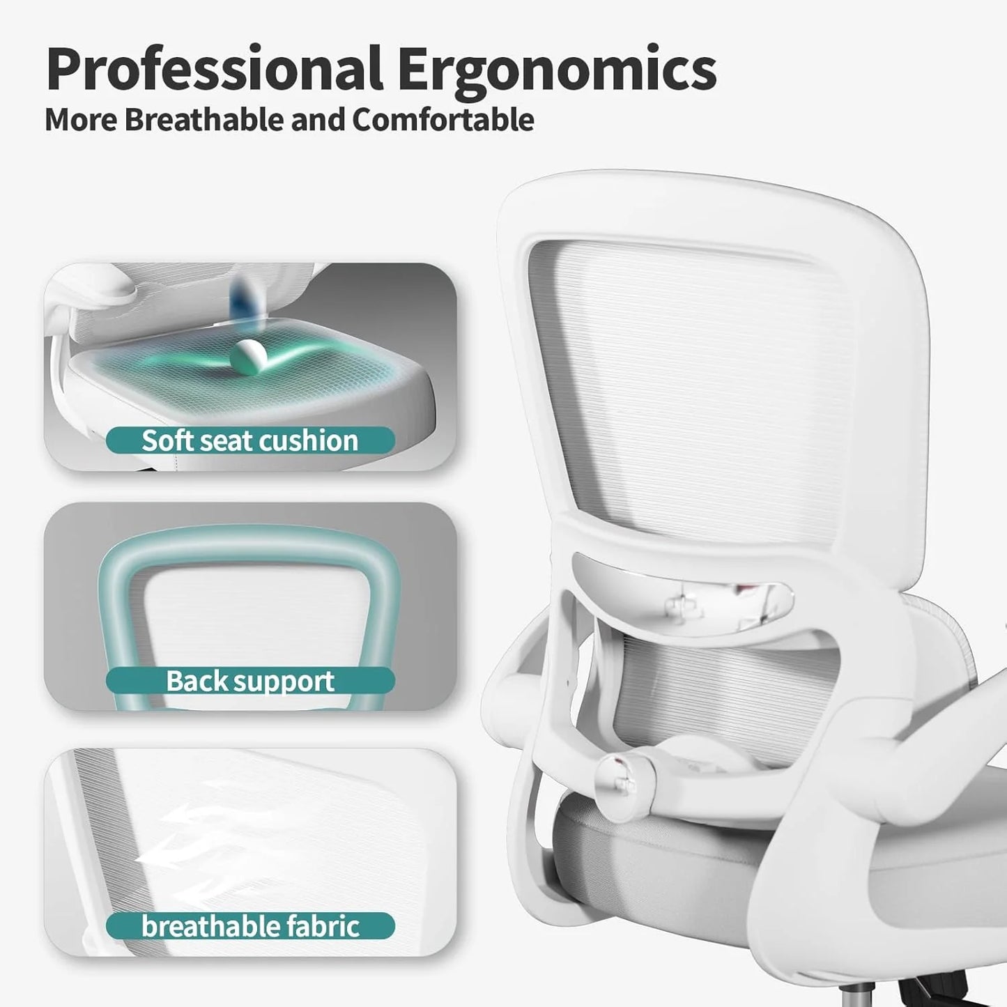 TRALT Office Chair Ergonomic Desk Chair 330 lbs Home Mesh Gaming Chair with Wheels