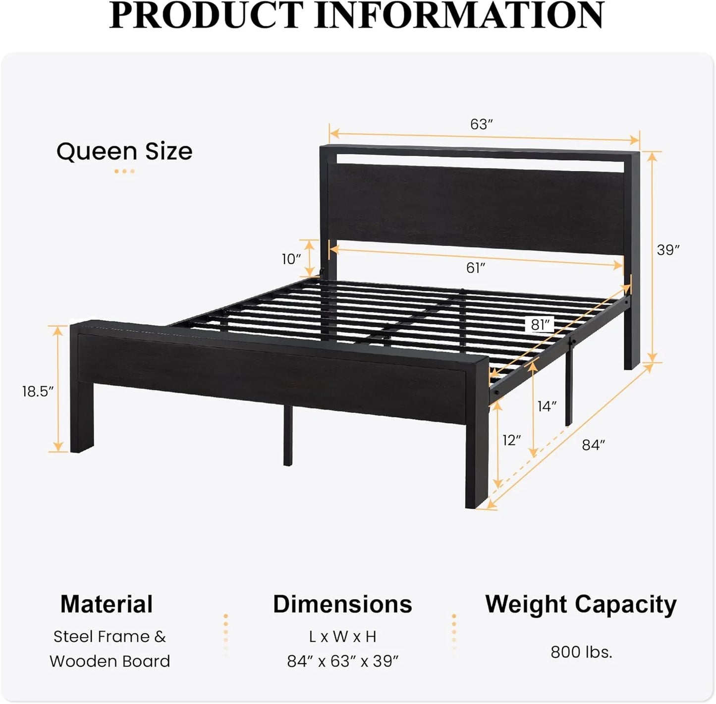 SHA CERLIN 14 Inch Full Size Metal Platform Bed Frame with Wooden Headboard and Footboard, Mattress Foundation, No Box Spring Needed, Large Under Bed Storage, Non-Slip Without Noise, Mahogany