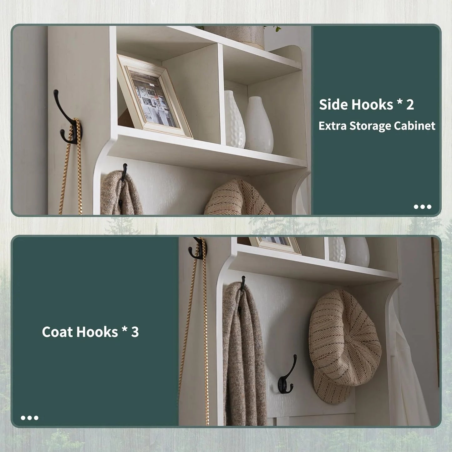 JXQTLINGMU 59-inch Farmhouse Foyer Tree with Shoe Storage, Entryway Bench Foyer Coat Rack Cabinet