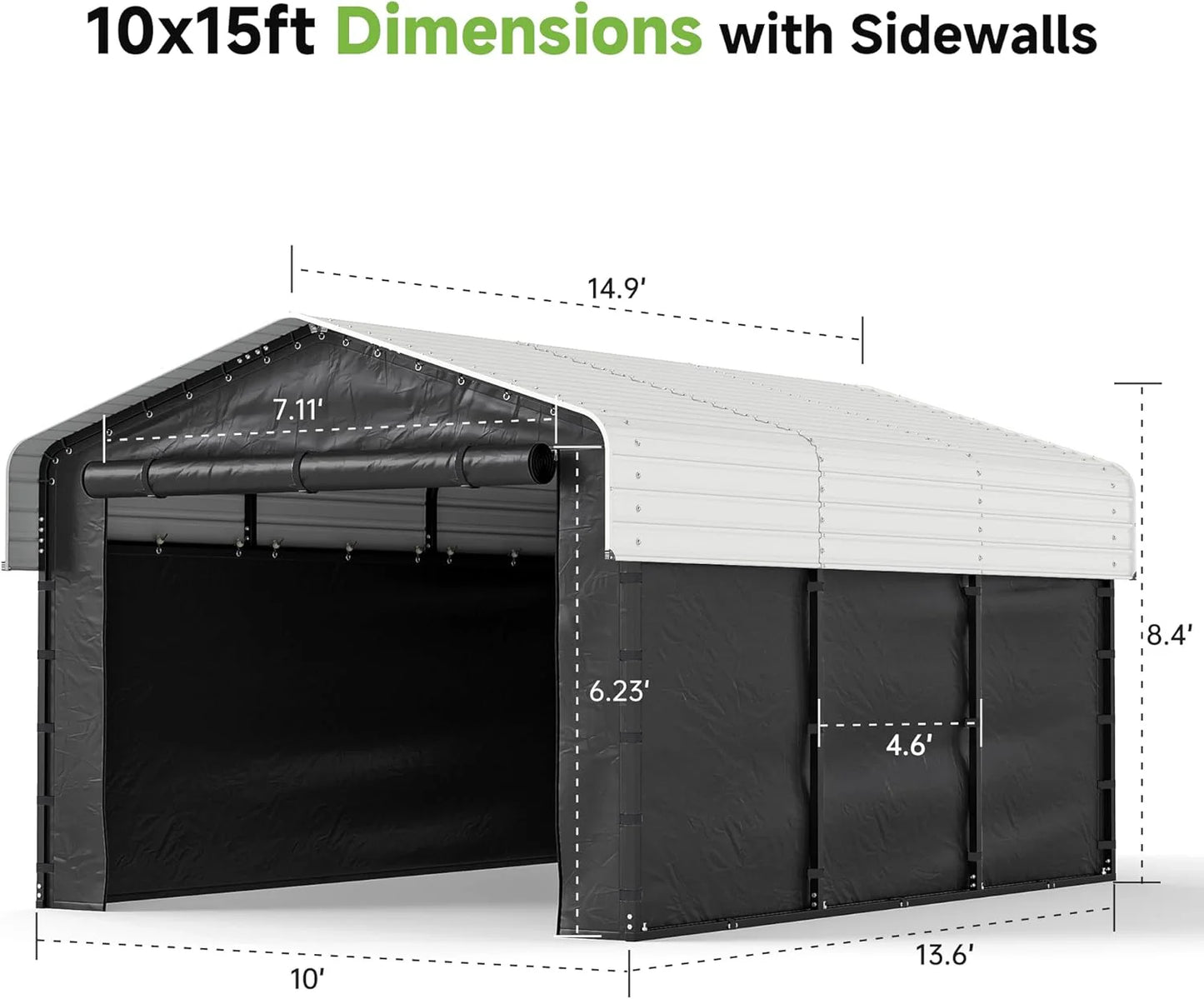 10'x15' Heavy Duty Metal Carport, Outdoor Garage Car Shelter Shade with Heavier Frame