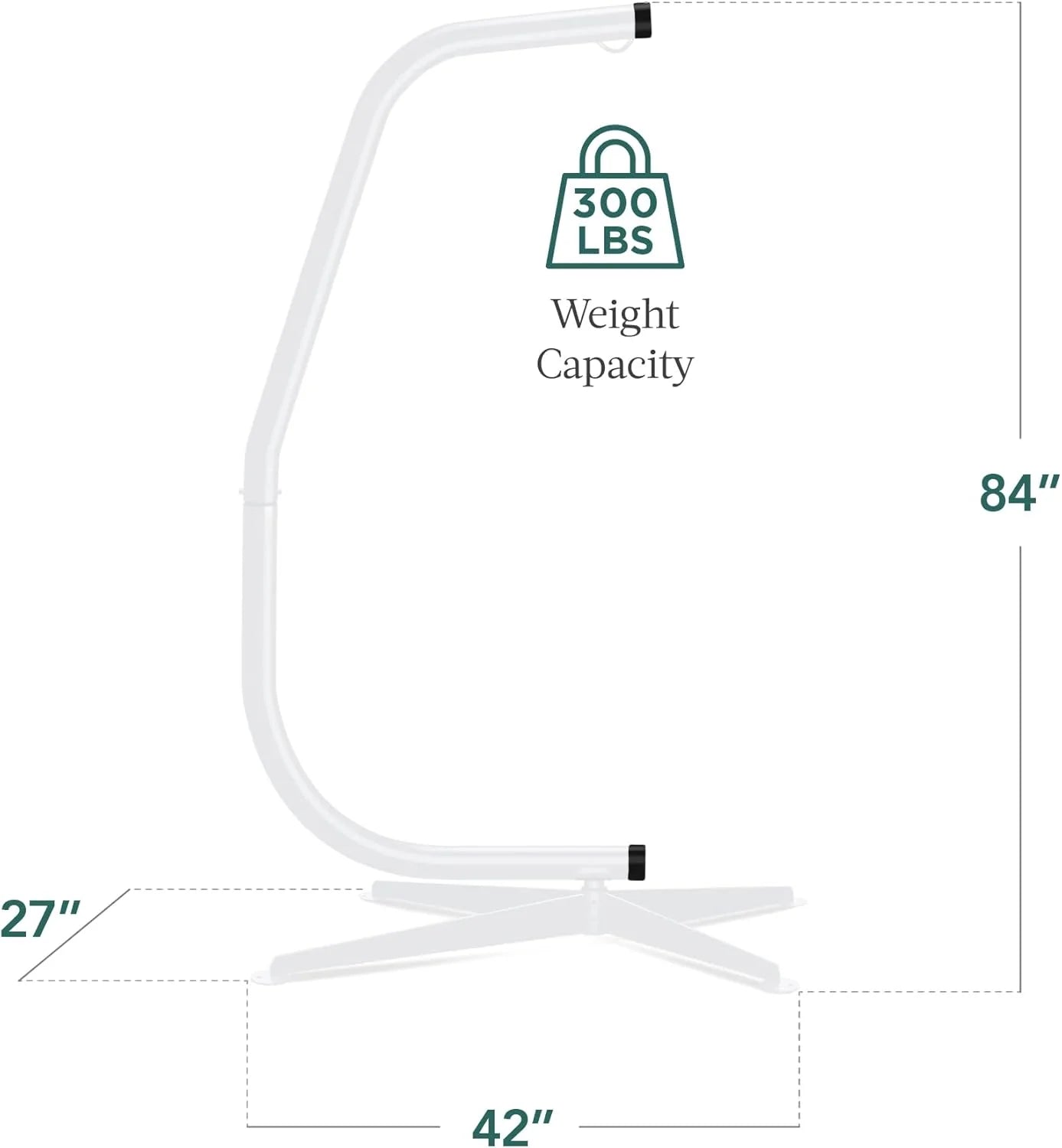 Best Choice Products Metal Hanging Hammock C-Stand for Chair/Weather-Resistant Finish, Offset Base - Stand Only - Black