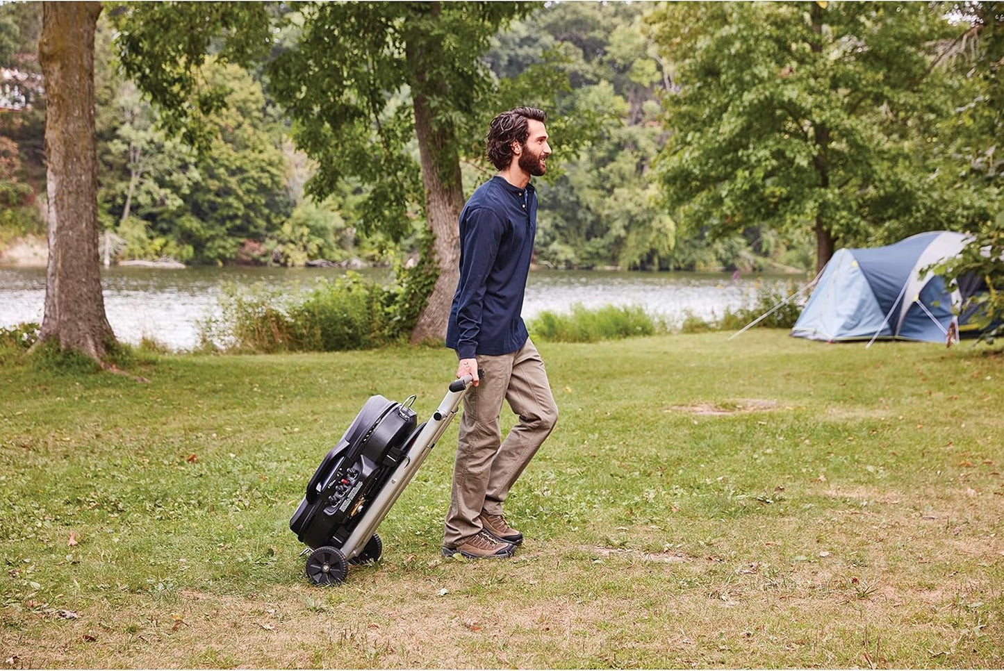 RoadTrip 285 Portable Stand-Up Propane Grill with 3 Adjustable Burners & Instastart Ignition, 20,000 BTUs of Power for Outdoor Cooking, Camping, Tailgating, Grilling, BBQs, & More