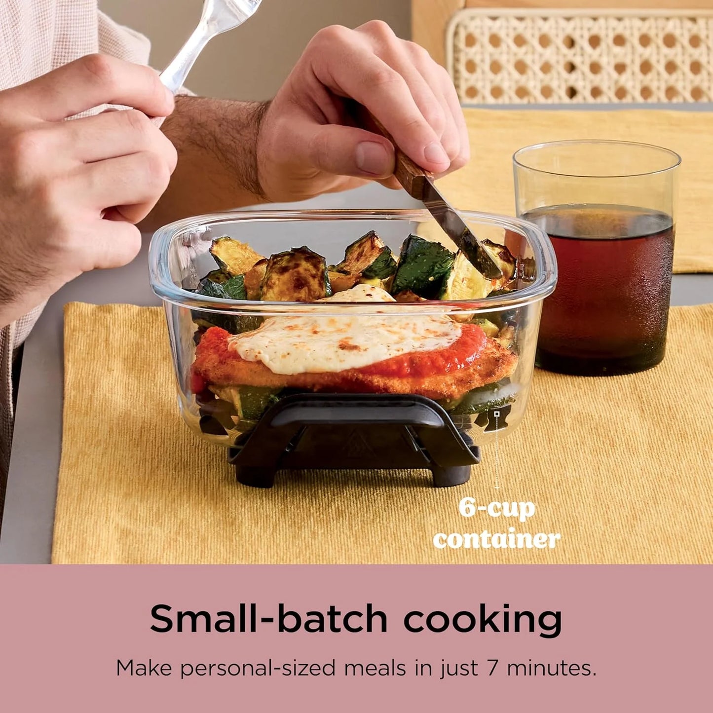 Ninja Crispi 4-in-1 Portable Glass Air Fryer Cooking System, 1500W, 4QT & 6-Cup TempWare Glass Containers with Storage Lids, Microwave, Freezer & Dishwasher Safe