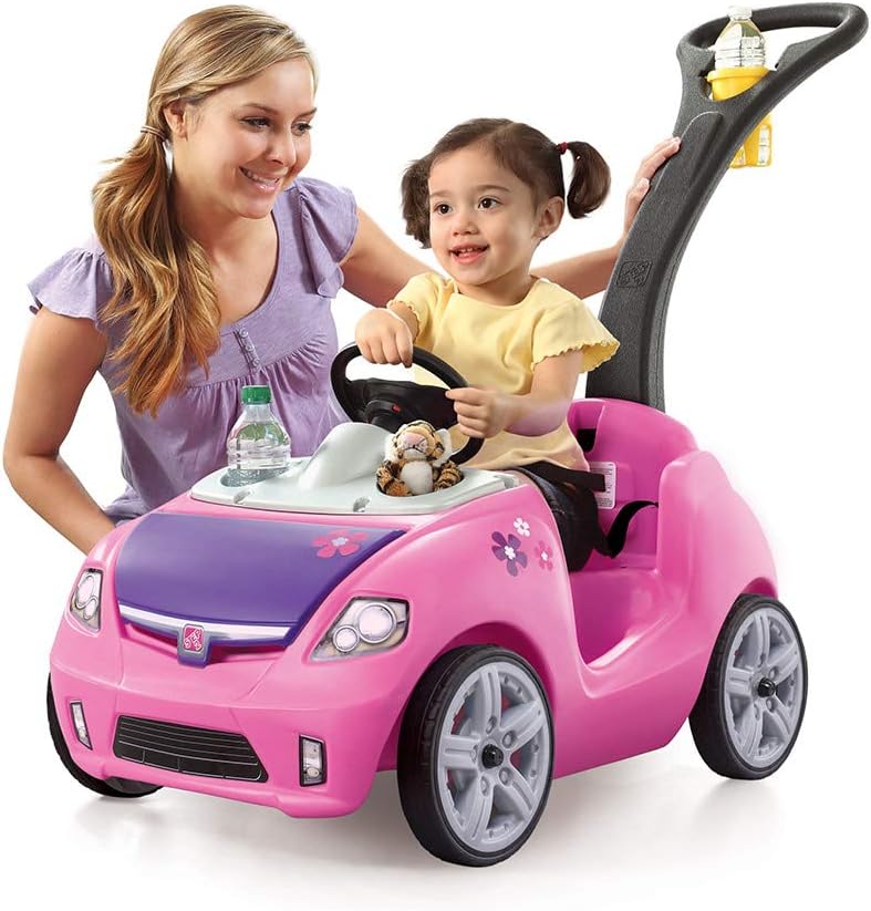 Step2 Whisper Ride II Ride On Push Toy Car, Pink – Ride On Car with Included Seat Belt, Easy Storage and Transport, Makes a Great Stroller Alternative
