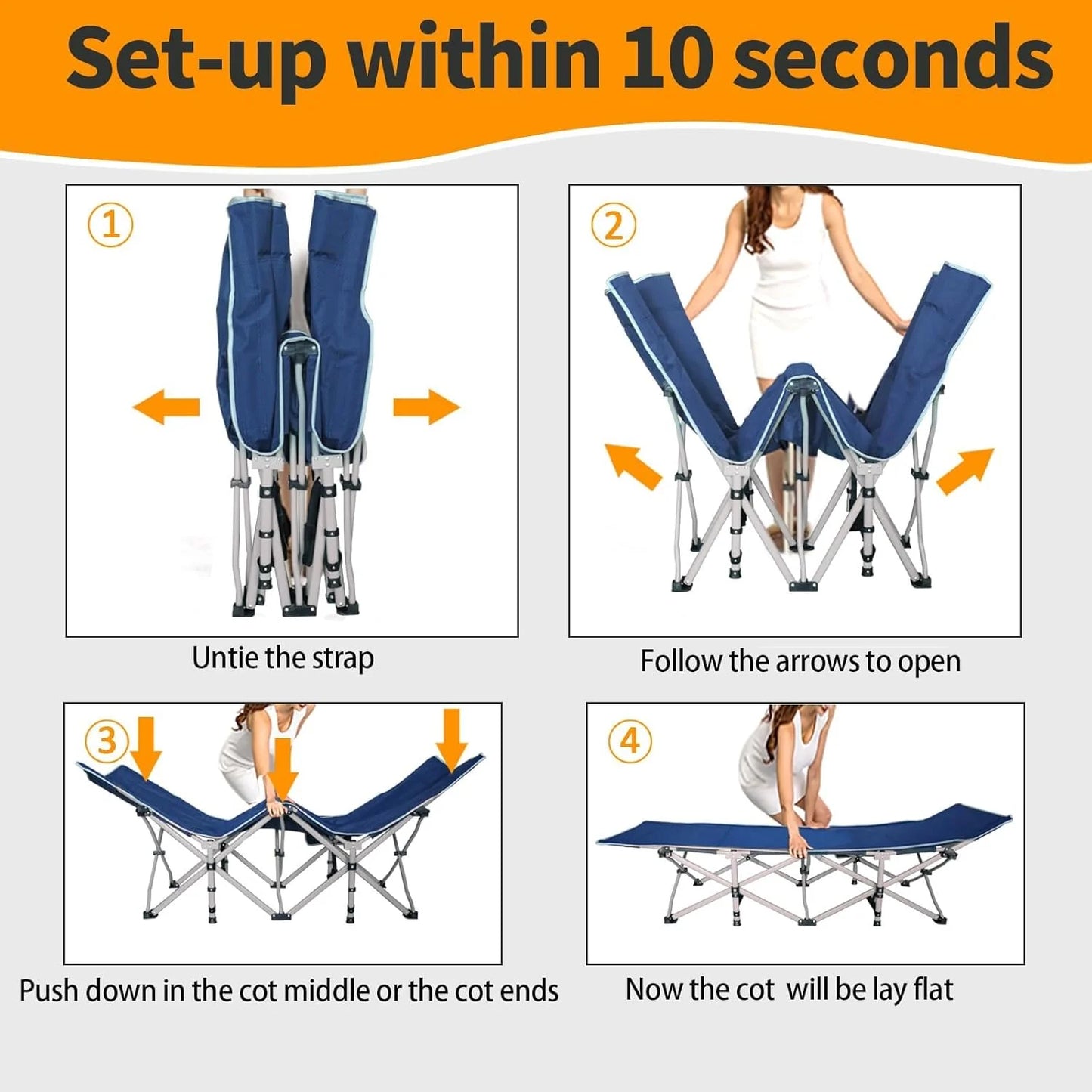 2-Pack Camping Cots with Mattress Comfortable Folding Bed Heavy Duty Baby Cot