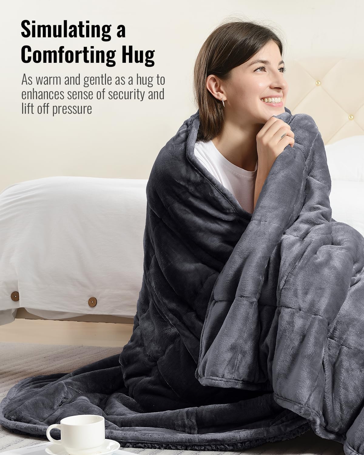 Weighted Blanket Queen Size 15lbs 60x80 inches with Soft Plush Fleece