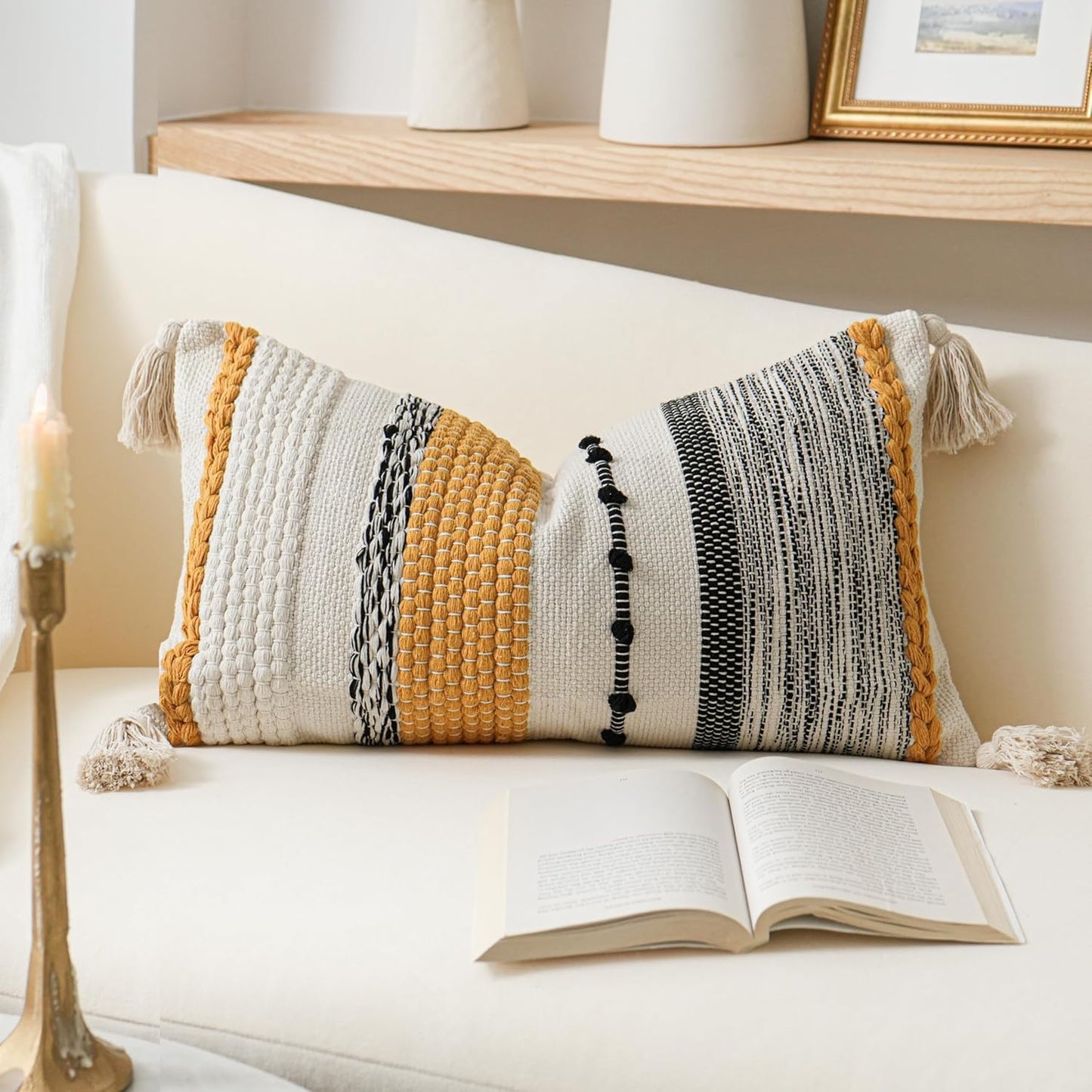 Blue Boho Decorative Throw Pillow Cover 20x20