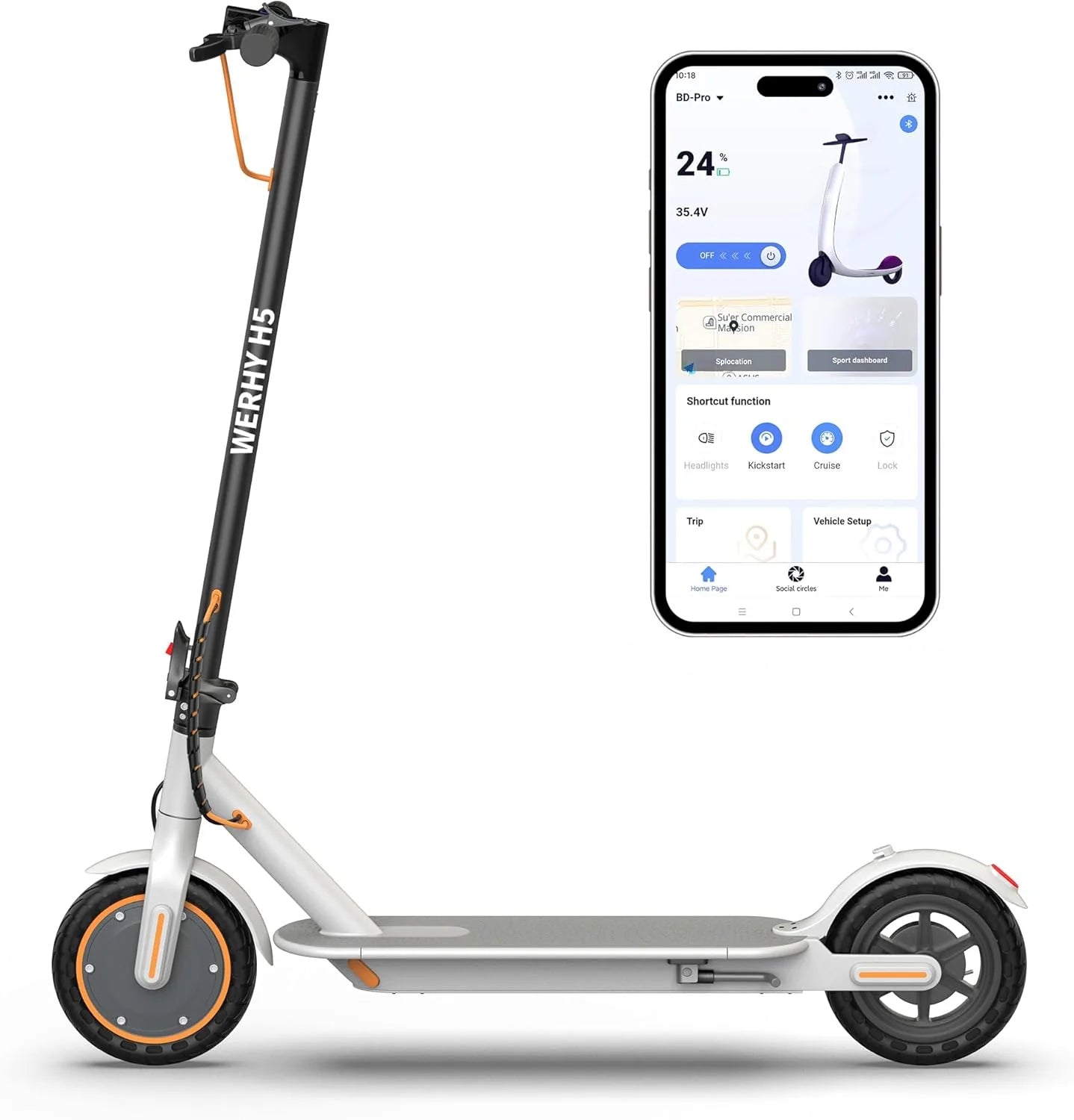 Electric Scooter, 350W/500W Motor, Top Speed 19/22 mph, Max 16/23/28Miles Ranges, Foldable E Scooter for Adults