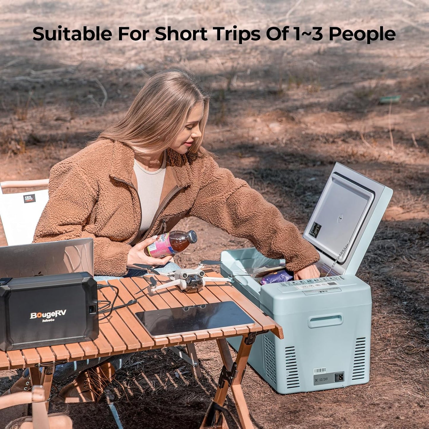 BougeRV 12 Volt Refrigerator 12V Car Fridge 23 Quart Portable Freezer Compressor Cooler 12/24V DC 110~240 Volt AC for Truck Van RV Camper SUV Travel Camping Road Trips Tailgating -8℉~50℉