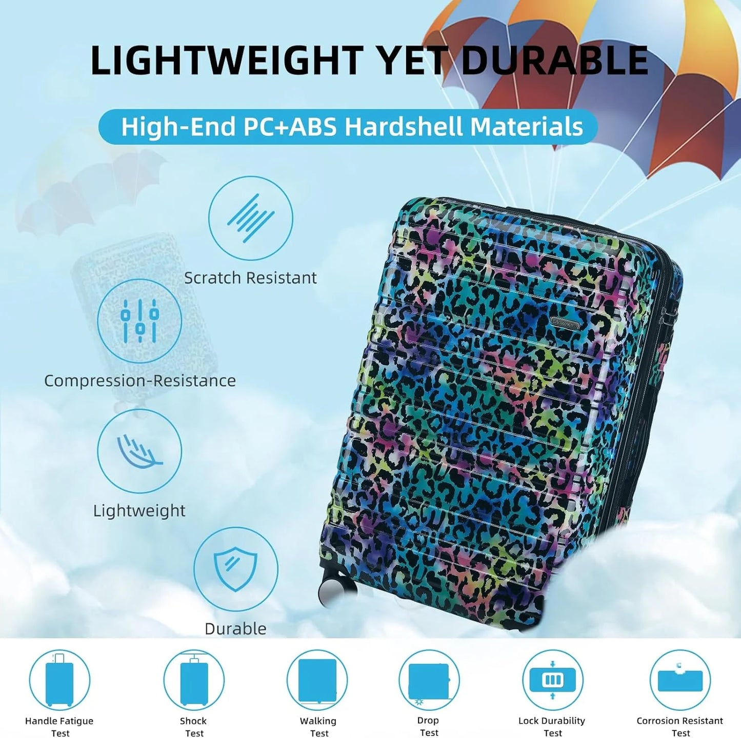 6-piece luggage set, expandable hardshell suitcase set with spinner wheels, lightweight rolling luggage set