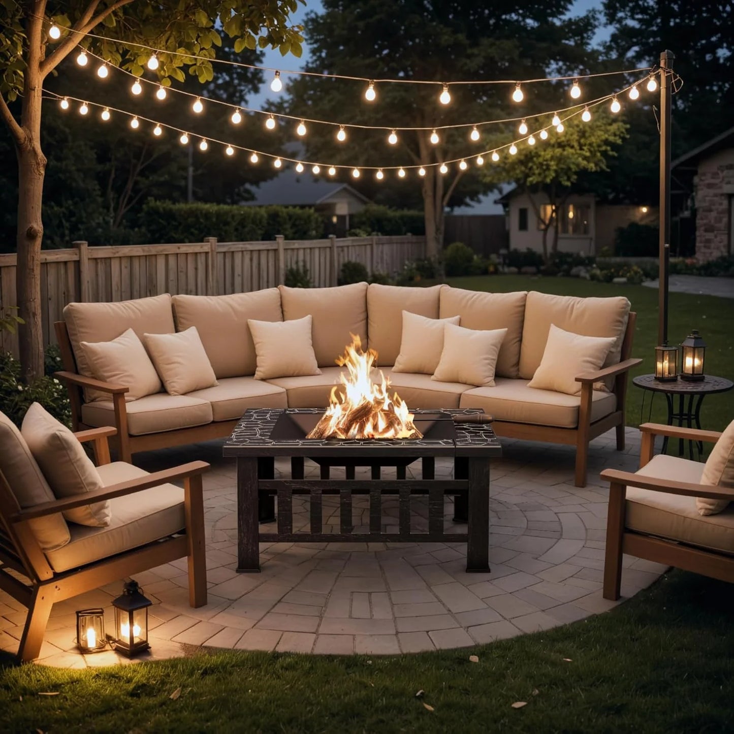 Devoko Outdoor Fire Pit, 32 Inch Firepit Table Metal Outdoor Fireplaces with Waterproof Cover for Outside Patio Camping