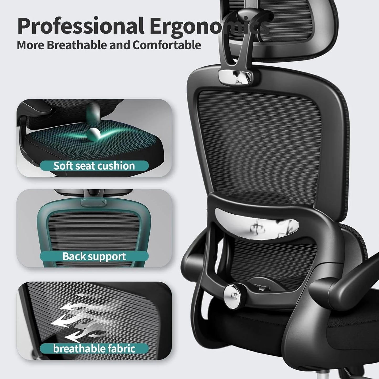 TRALT Office Chair Ergonomic Desk Chair 330 lbs Home Gaming Chair with Wheels
