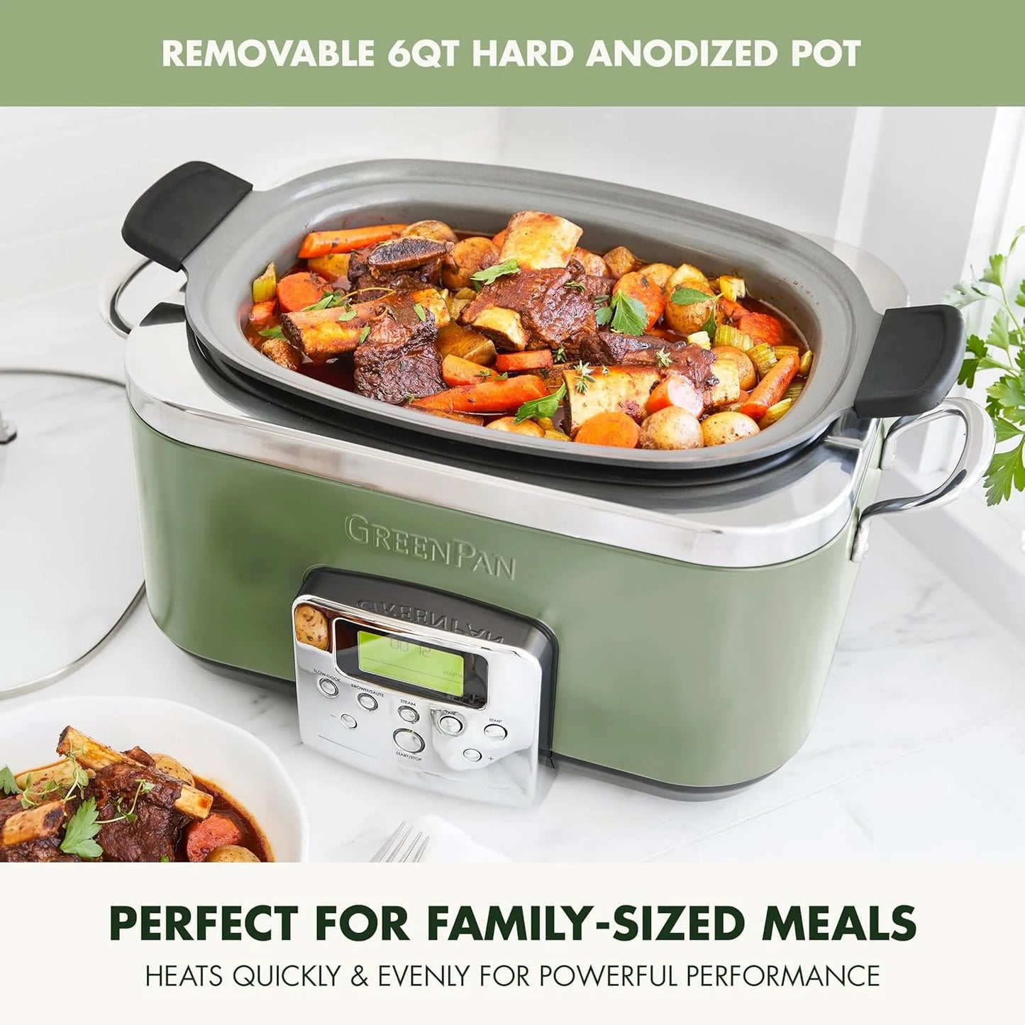 8-in-1 Programmable 6QT Electric Slow Cooker with Dishwasher-Safe Lid and Removable Base