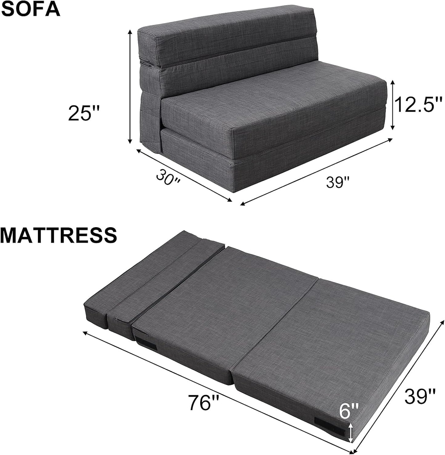 60 inch pull out sofa bed, memory foam sofa with 2 pillows, futon bed, guest bed and pull out sofa,