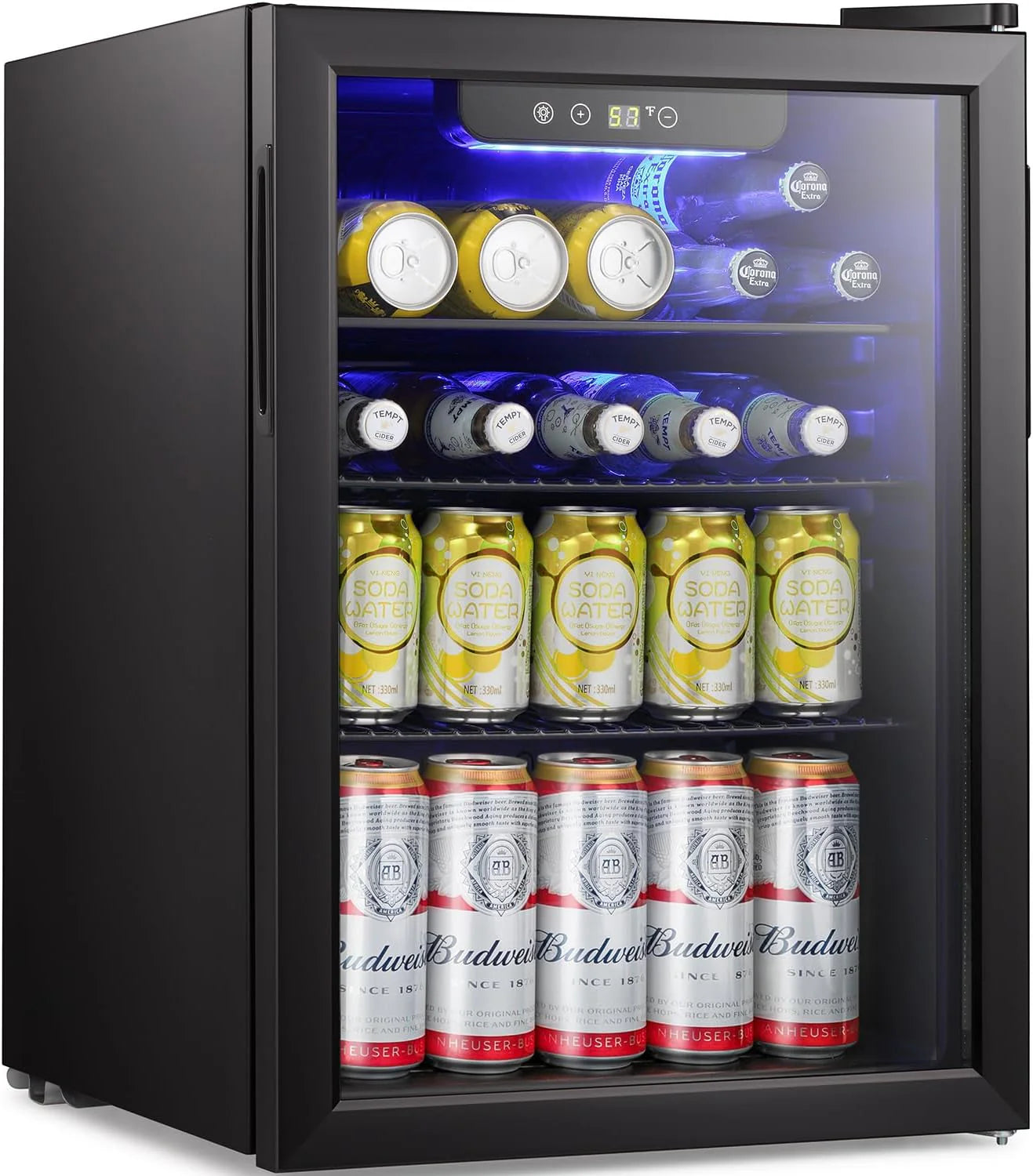 Antarctic Star Beverage Refrigerator Cooler 68 Can, Mini Fridge with Glass Door for Beer Drinks Wine,Freestanding Small Fridge with Electronic Temperature Control for Home and Bar,1.7 cu.ft