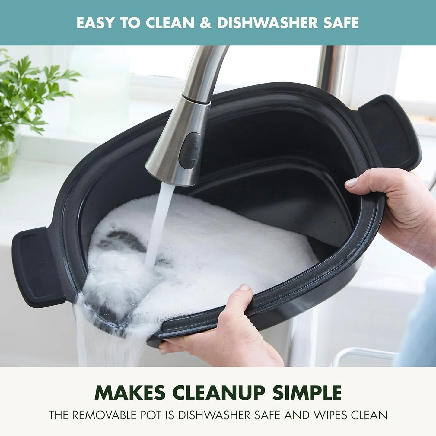 8-in-1 Programmable 6QT Electric Slow Cooker with Dishwasher-Safe Lid and Removable Base