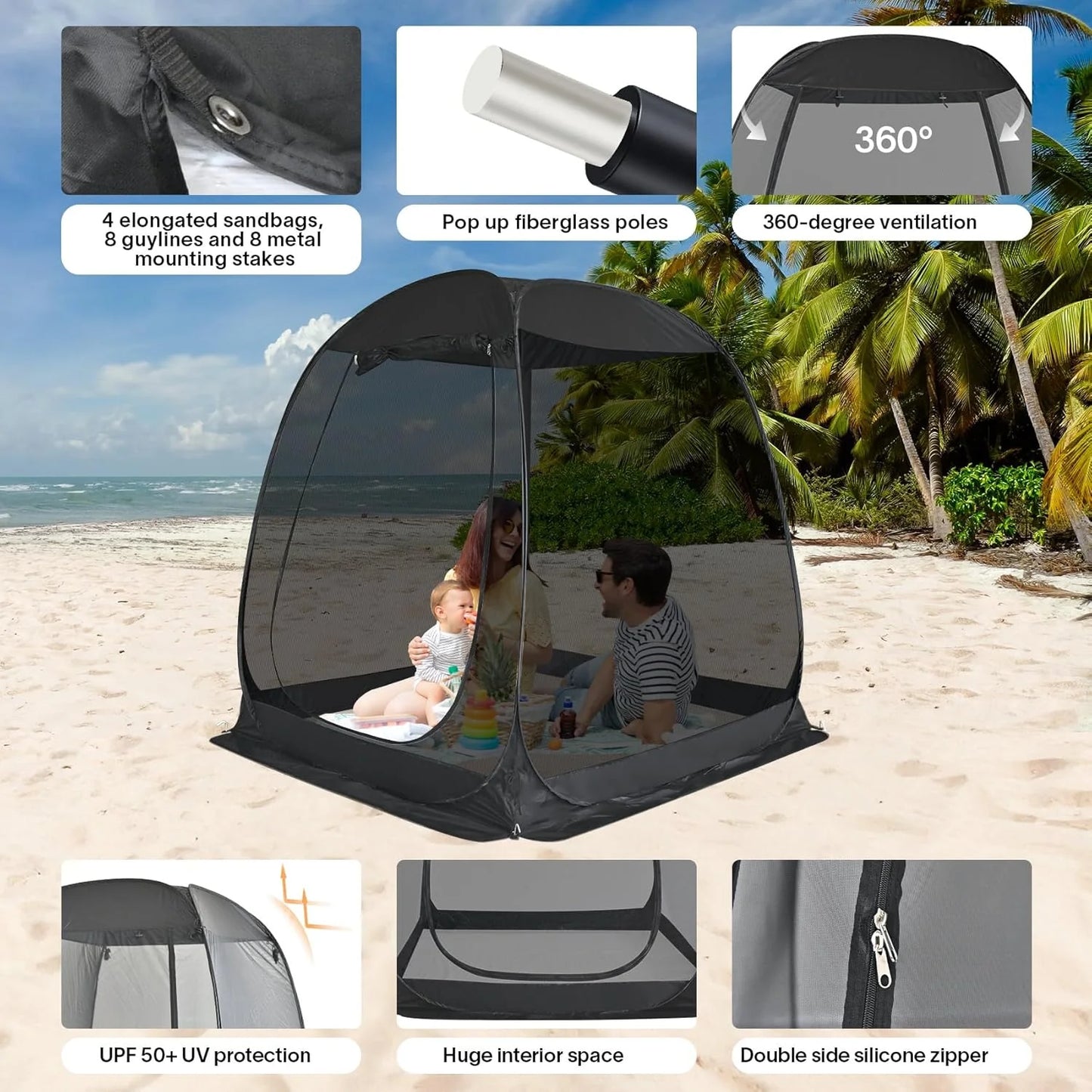 Pop Up Screen House Gazebo Tent with Mosquito Netting Sides