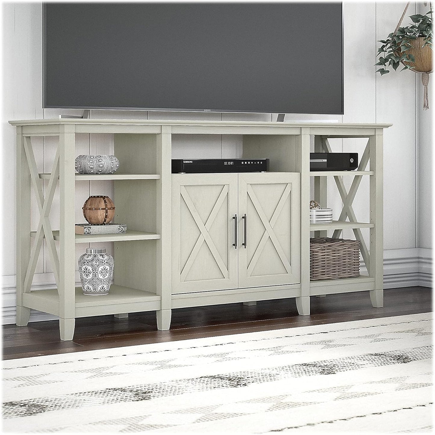 Key West Tall TV Stand for 65 Inch TV in Pure White Oak
