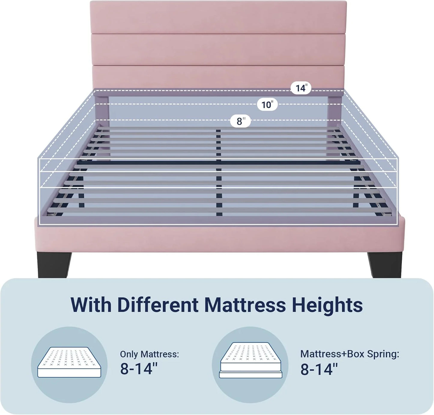 Allewie Queen Size Platform Bed Frame with Fabric Upholstered Headboard and Wooden Slats Support, Fully Upholstered Mattress Foundation/No Box Spring Needed