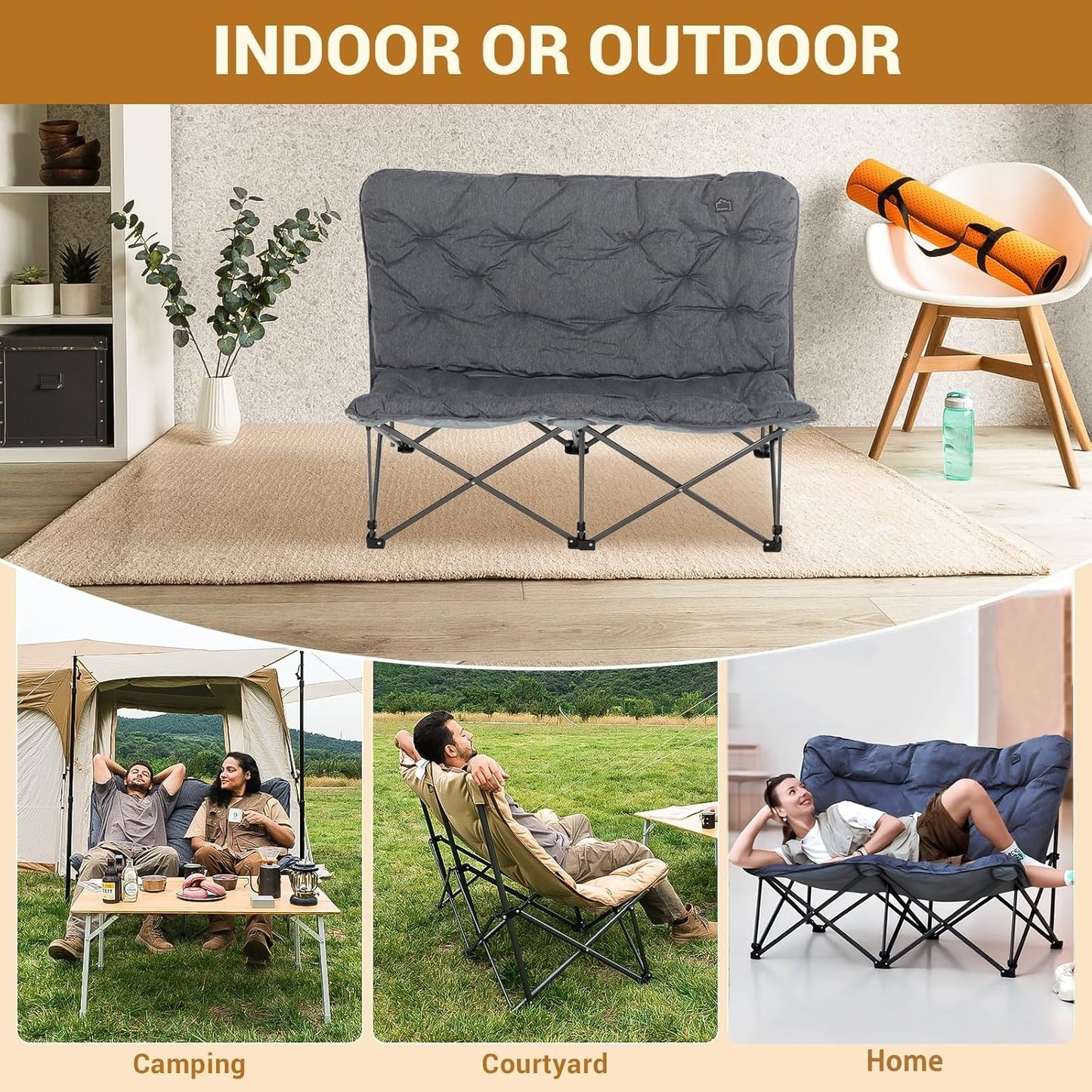 Butterfly chair, extra large thick comfortable camping chair, portable folding chair, 400 lb heavy duty seat