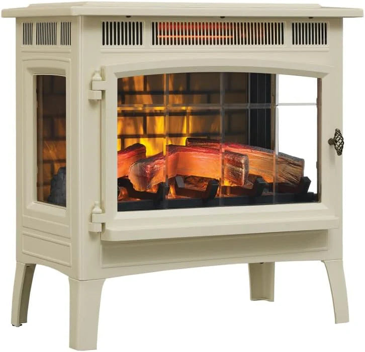 Freestanding Electric Fireplace Stove Heater with 3D Flame Effect for 1,000 Sq. Ft