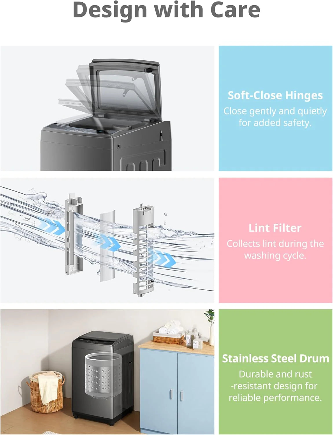 Comfee Portable Washing Machine, 0.9 Cubic Foot, with LED Display and Built-in Drum