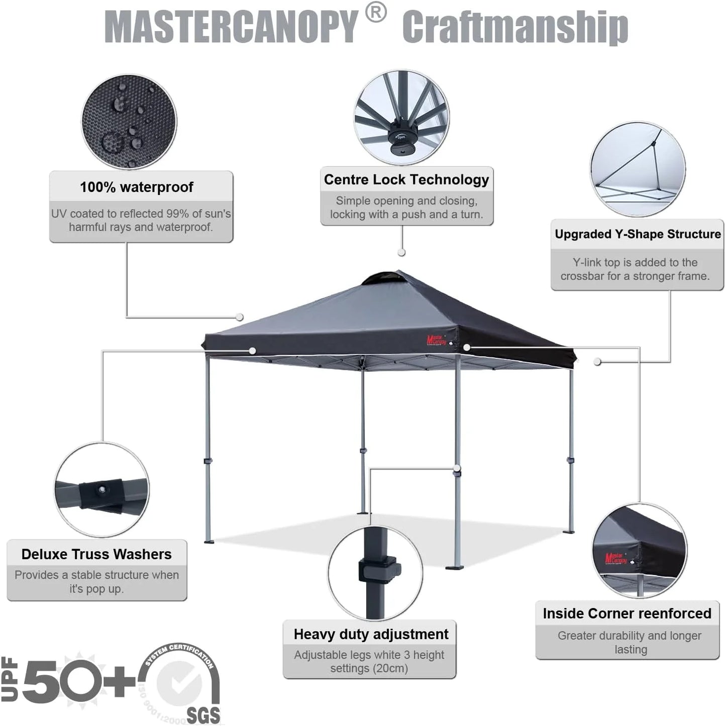 Durable Pop-up Canopy Tent with Roller Bag (10x10, Black)