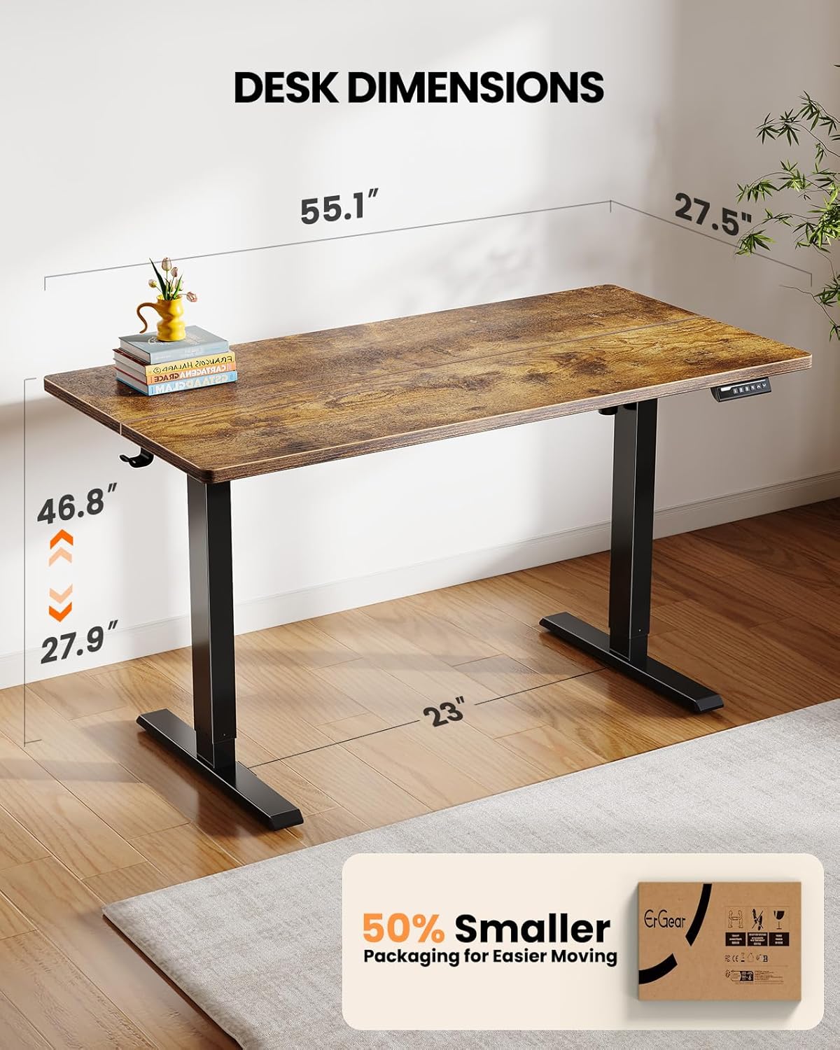 Height Adjustable Electric Standing Desk 47.2 x 23.6 Inches