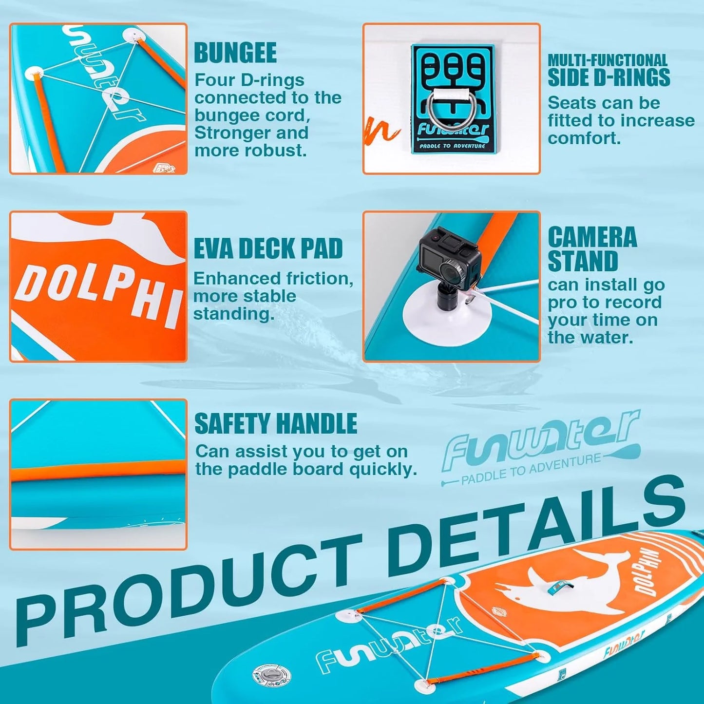 FunWater Inflatable Stand Up Paddle Board with Premium SUP Paddle Accessories, Non-Slip EVA Deck, 11'/10'6' Paddle