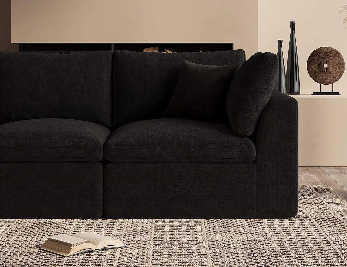 110 inch cloud sectional sofa for living room, convertible L-shaped sofa 3 seater sectional sofa