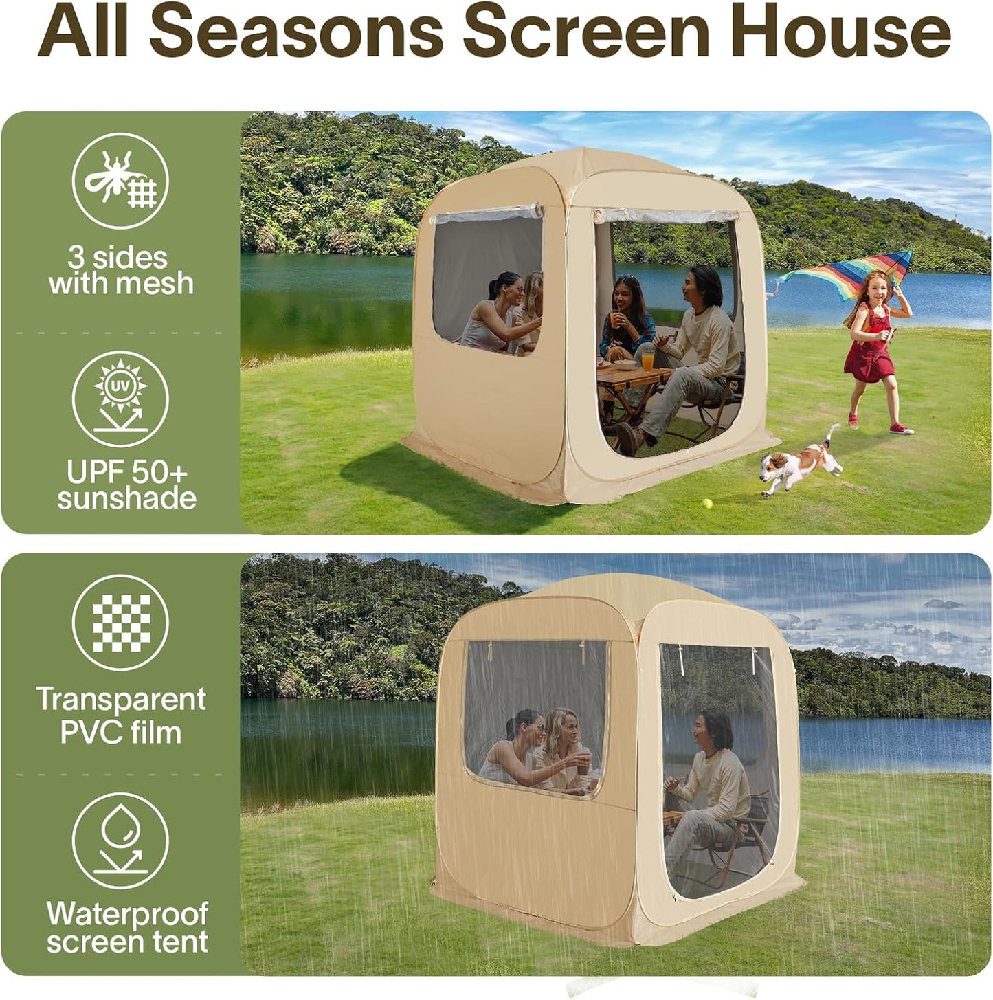 Screen gazebo, sleeps 6-10-15 people Igloo-style canopy tent with mosquito net on the sides Perfect for garden, patio, backyard