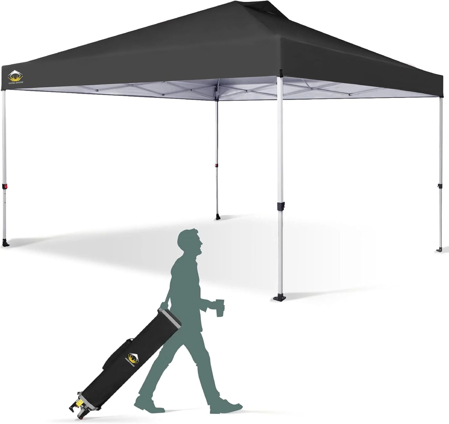 10x10 Pop-Up Awning - One-Click Installation Beach Tent - Outdoor Sunshade Silver Coated Top, 3 Heights and 4 Sand Pockets