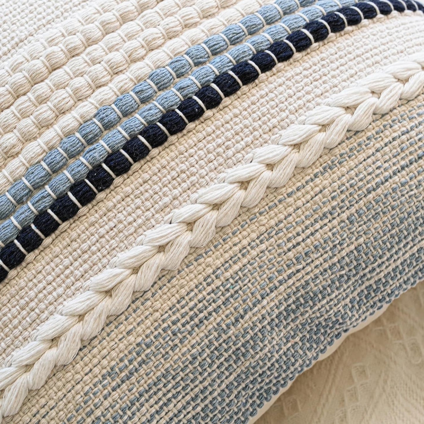 Blue Boho Decorative Throw Pillow Cover 20x20