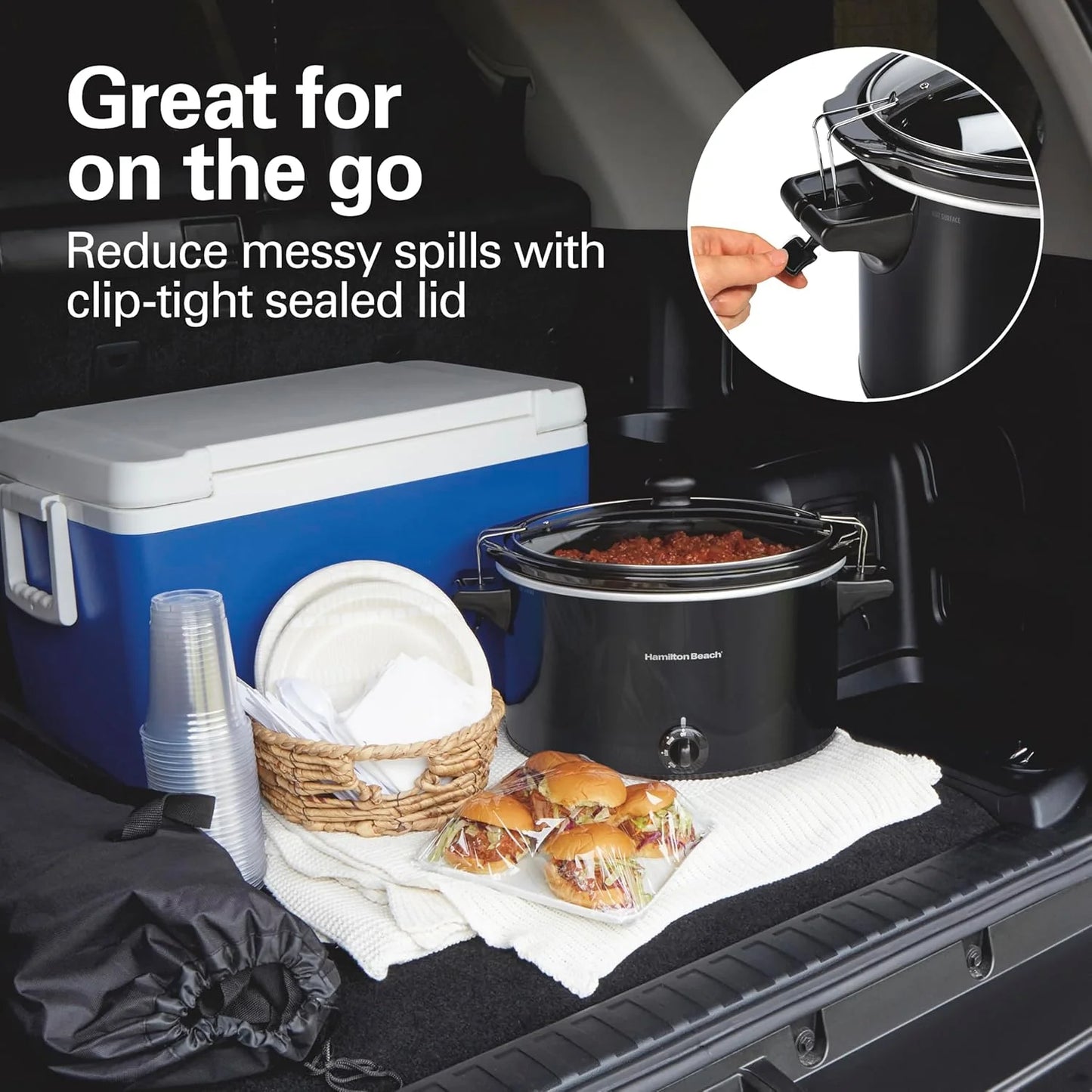 Slow Cooker, Extra Large 10 Quart, Stay or Go Portable With Lid Lock