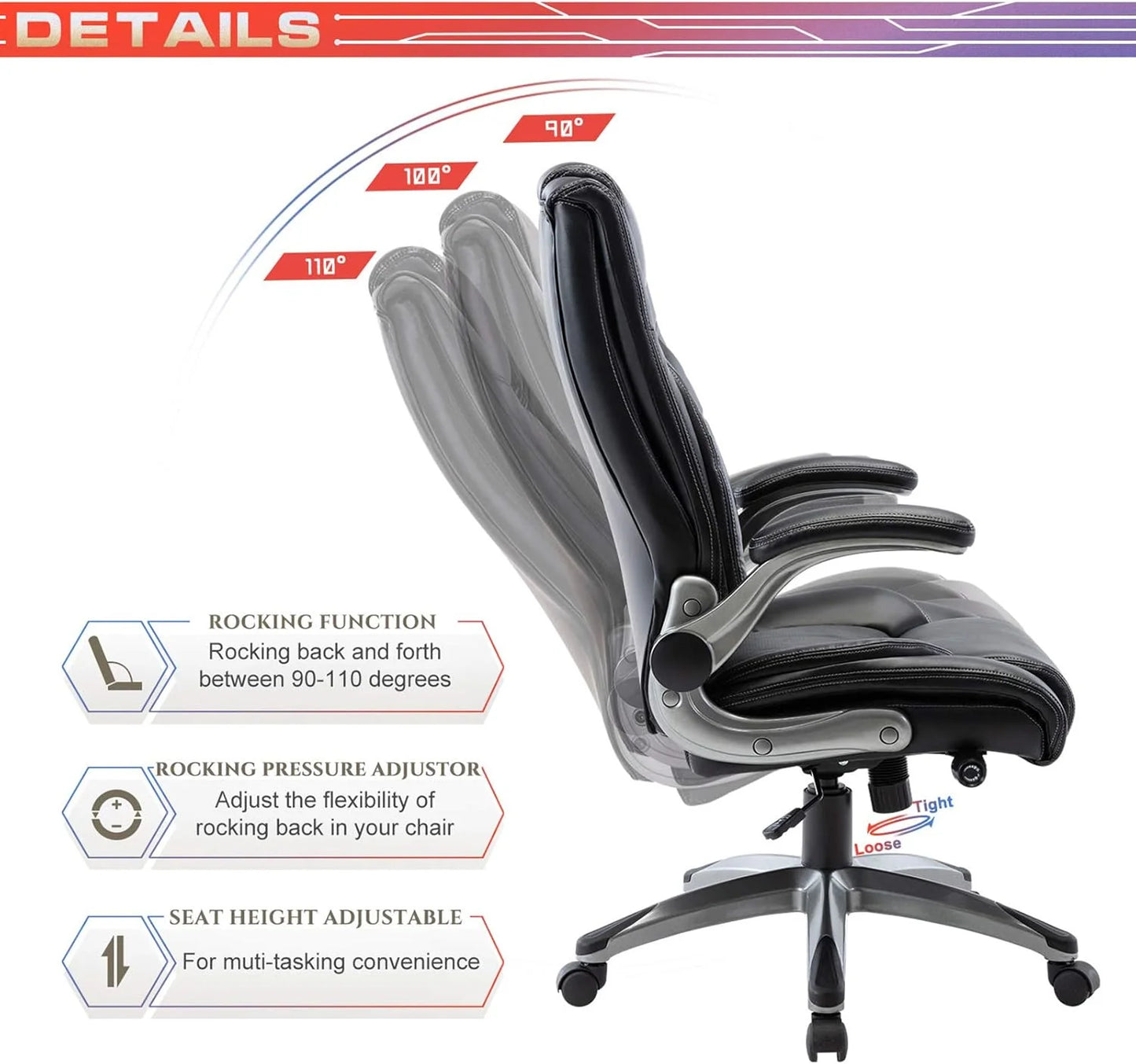 Executive Office Chair Computer Desk Chair Swivel Home Office Chair Upgraded Casters