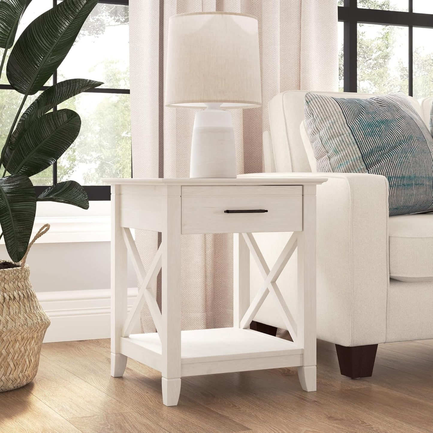 Key West Small End Table with Storage Modern Farmhouse Accent Shelf