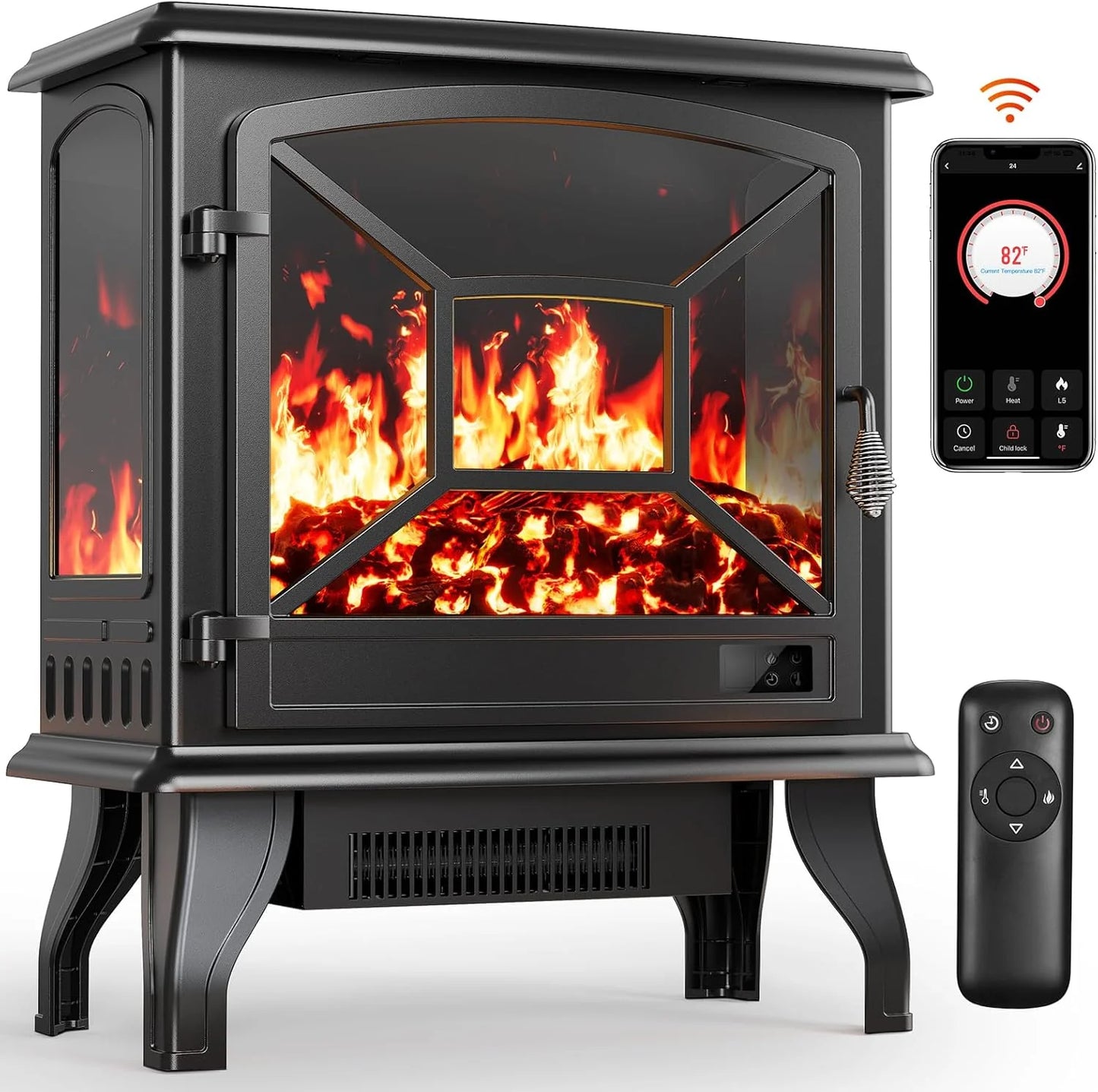 50" Smart Electric Fireplace 5300 BTU Heat Output, Ultra-Slim Wall-Mount or Built-In Electric Fireplace
