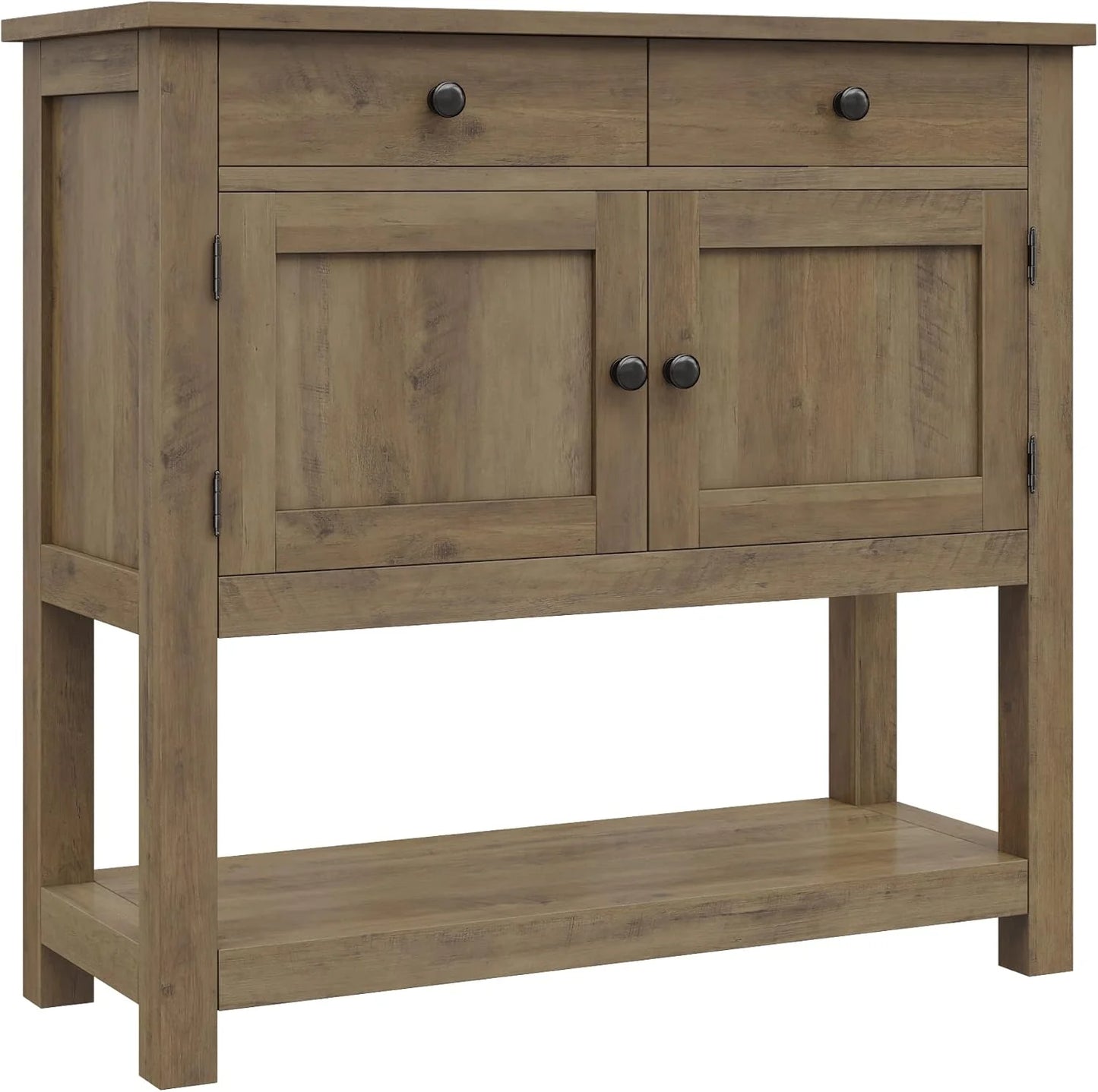 Farmhouse style console table coffee bar, entry table with storage rack, sofa table buffet sideboard