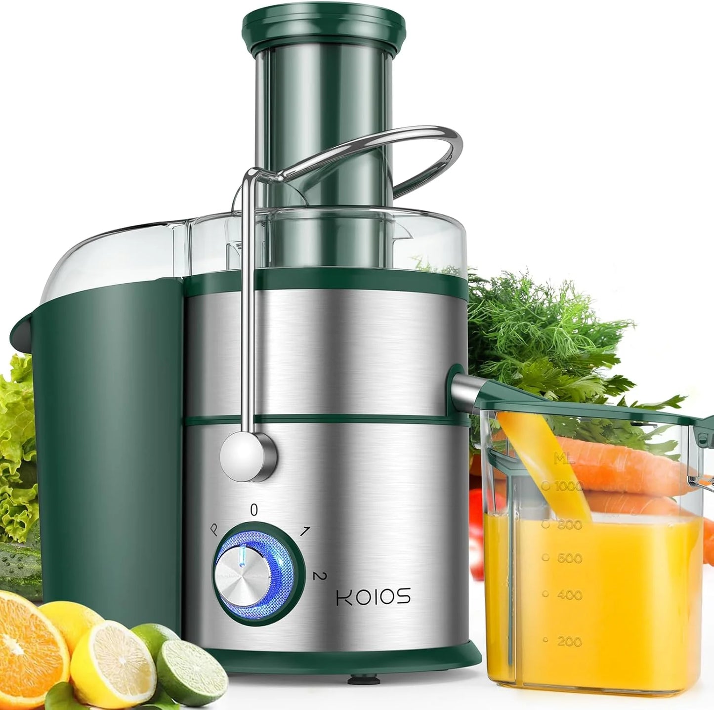 1300W KOIOS Centrifugal Juicer with Extra Large 3" Feed Chute and Titanium Filter